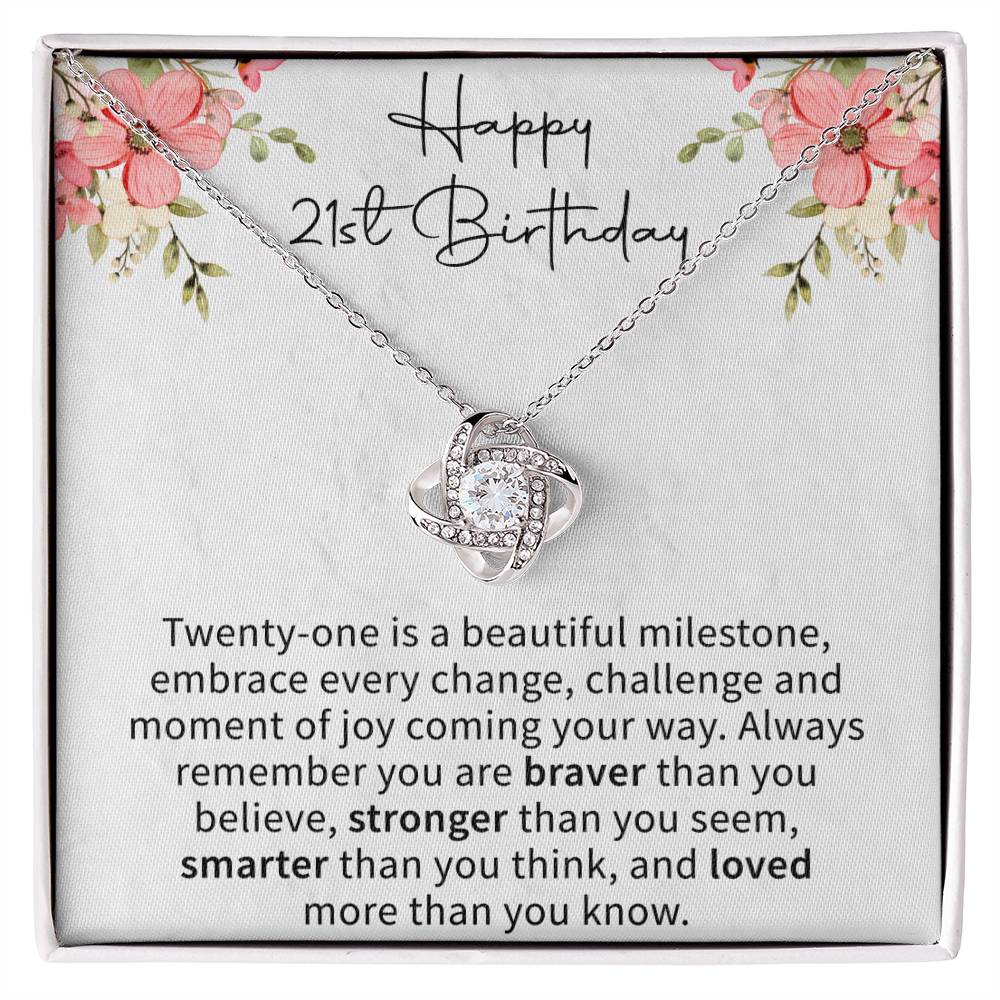 Happy 21st Birthday Love Knot Necklace - Gifts for 21st Birthday - Beauty Belliss